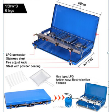 New Three Burners Portable Folding Gas Grill BBQ